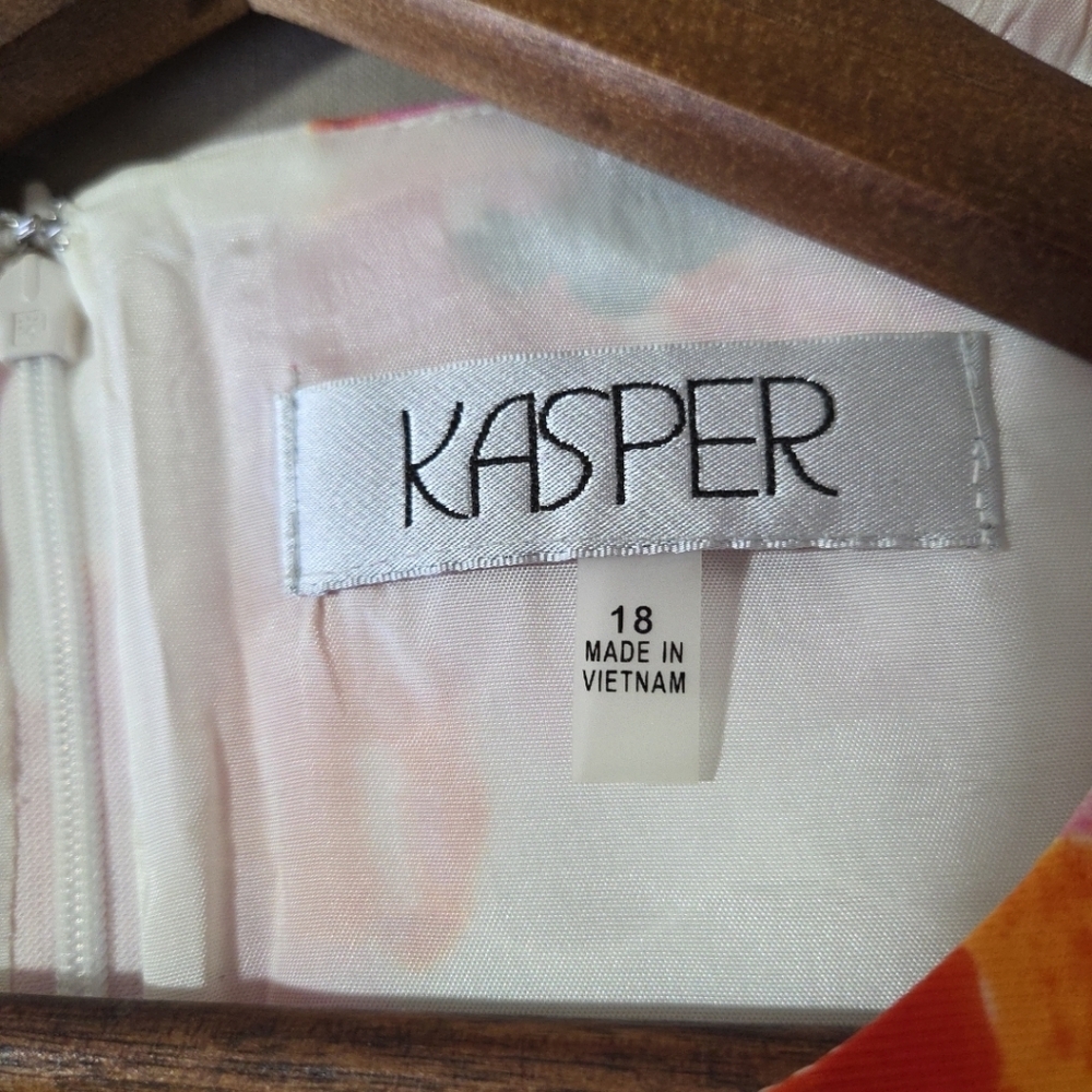 Kasper Dress Womens 18 Pink Convent Garden Printed Jacquard Sleeveless *NWT* - Picture 10 of 13